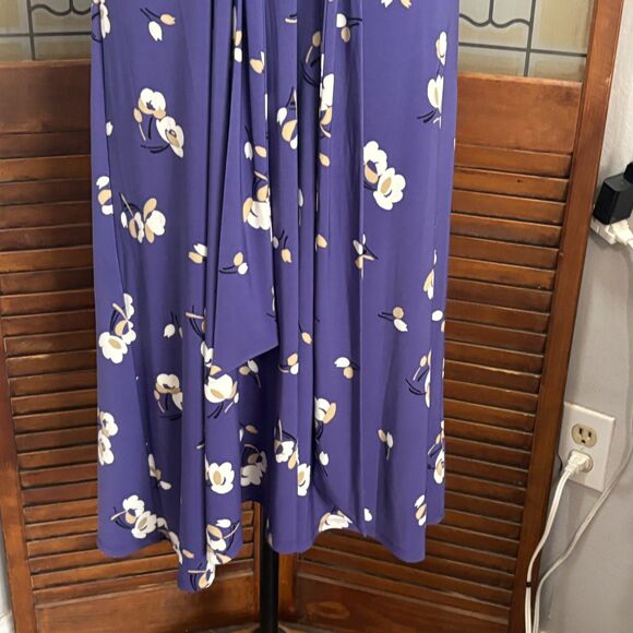 Lauren Ralph Lauren Black Label Floral Flutter Sleeve Jersey Dress Size 10 - Picture 9 of 14